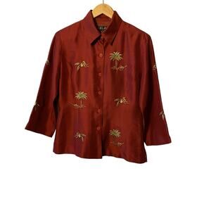 Silkland 100% Silk Blouse Embroidered sz 4